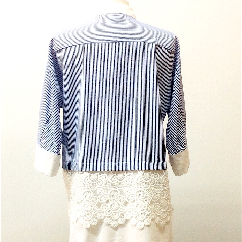 Zara Basic*Collection (M) Tunic Pinstripes / Lace. - image 3